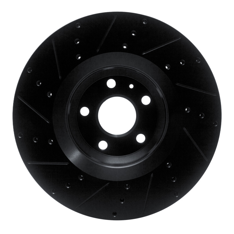 Audi TTS Quattro Brake Rotor (1) - Front Right - R1 Concepts - Drilled & Slotted - Black - `12-`15